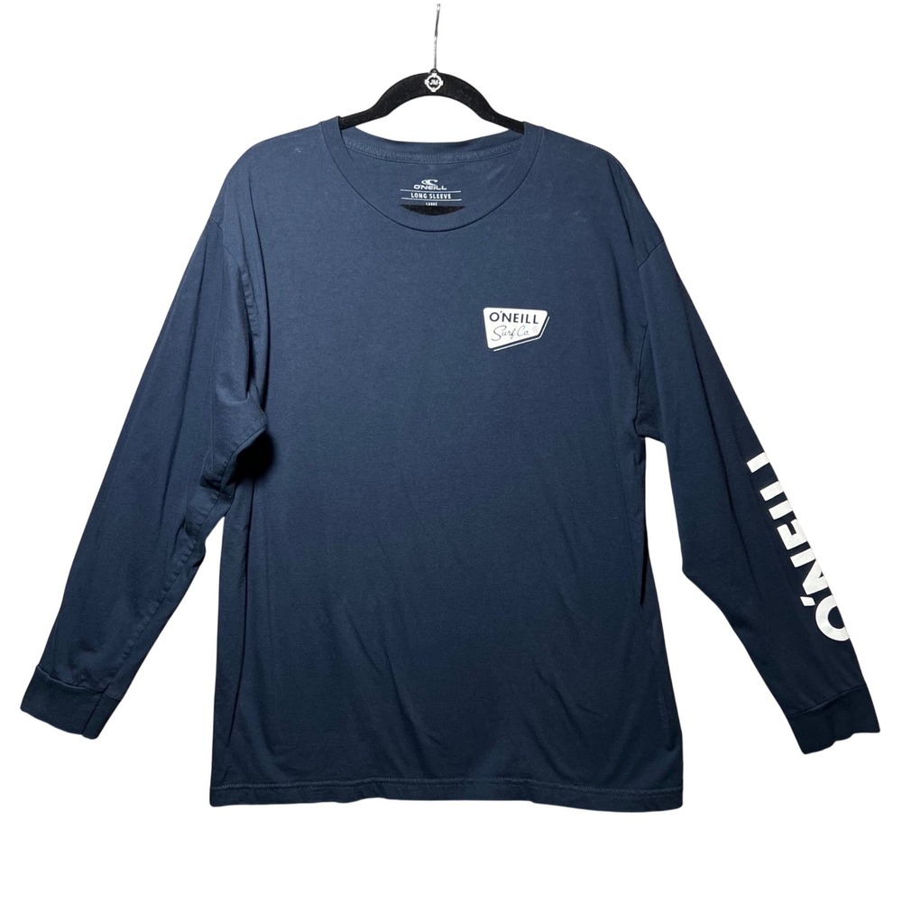 O'Neill Surf Co Long Sleeve T Shirt Mens Large Blue Back Graphic Logo Skate